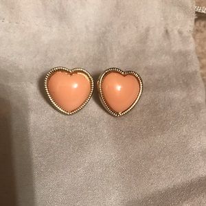 Forever 21 brand pale pink heart stud earrings
